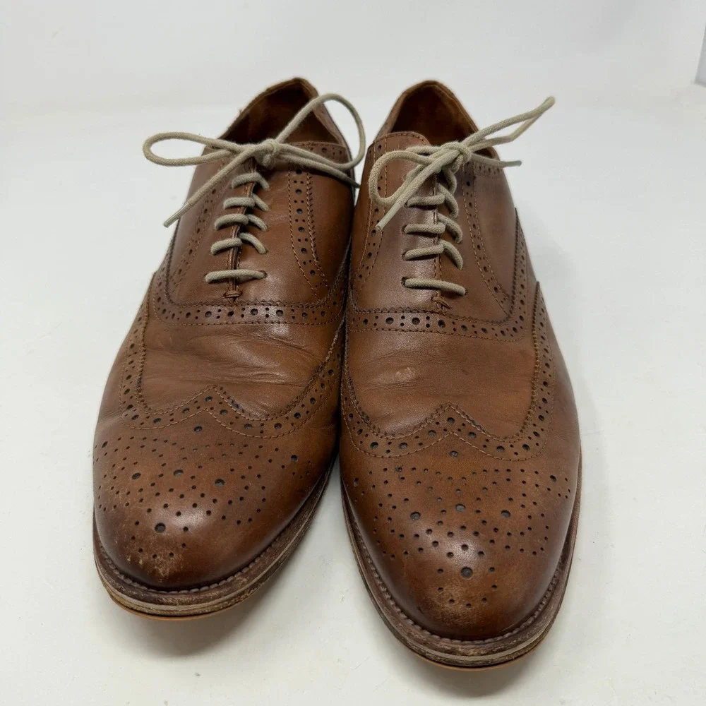 Warfield & Grand Roy Oxford Mens 11 Wingtip Cognac Brogue Leather EUC